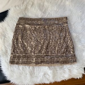 Gold Sequin Mini Skirt || Express
